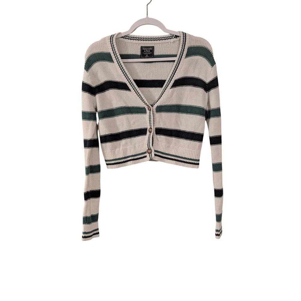 Abercrombie & Fitch Cardigan Womens XS Multicolor Striped Cropped Knit Sweater